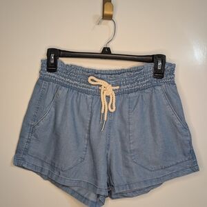 Light Blue Denim Shorts with Drawstring